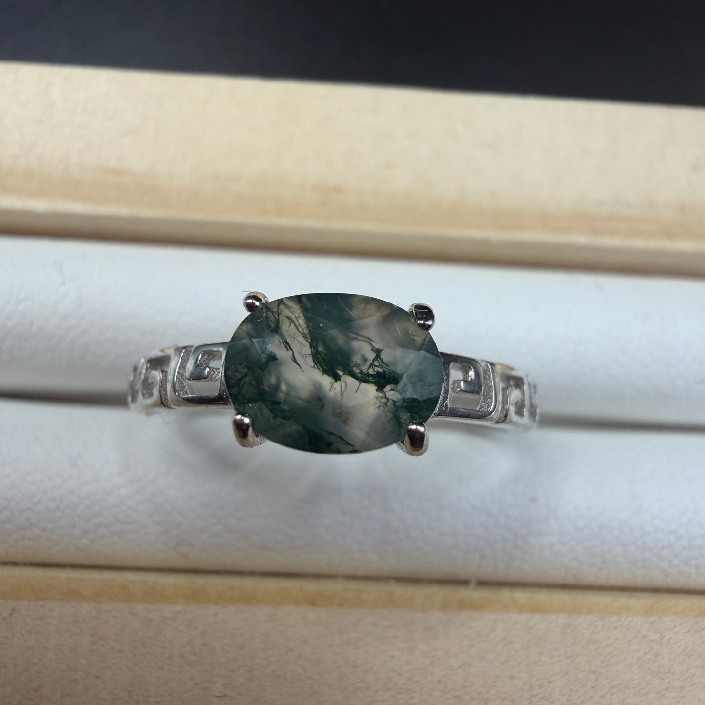 Moss Agate S925 Adjustable Ring
