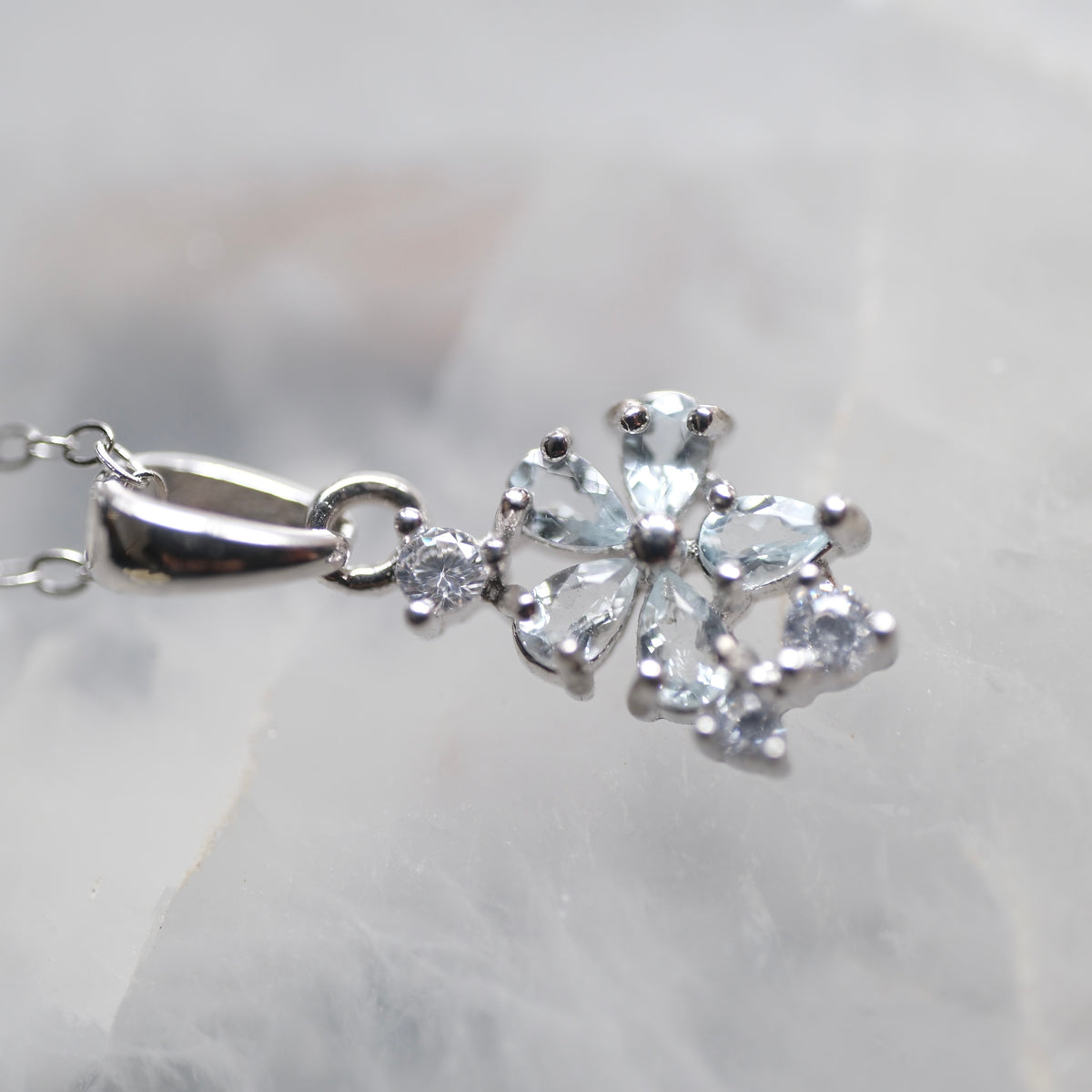 Aquamarine Flower S925 Necklace