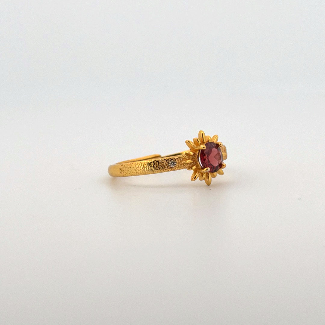 Garnet Gold S925 Adjustable Ring