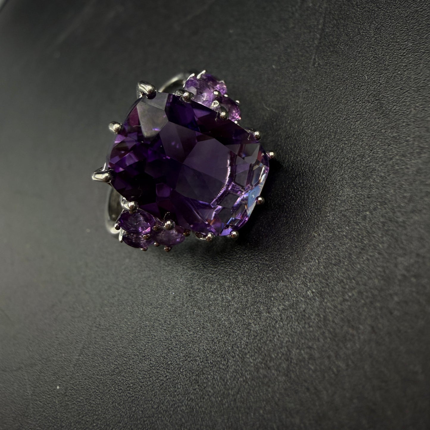 Amethyst Statement S925 Certified Adjustable Ring