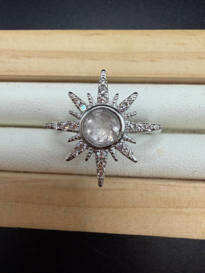 Rose Quartz S925 Adjustable Ring