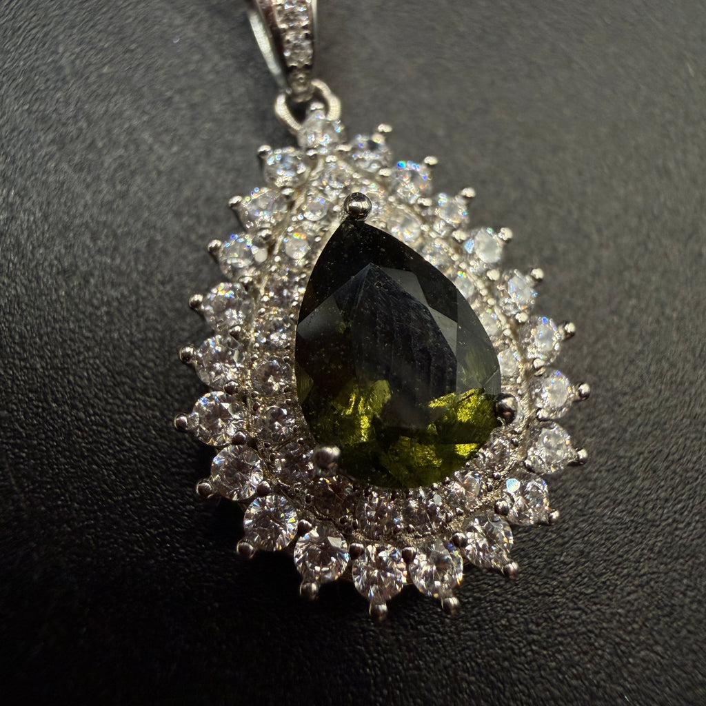 Moldavite Teardrop Certified S925 Necklace