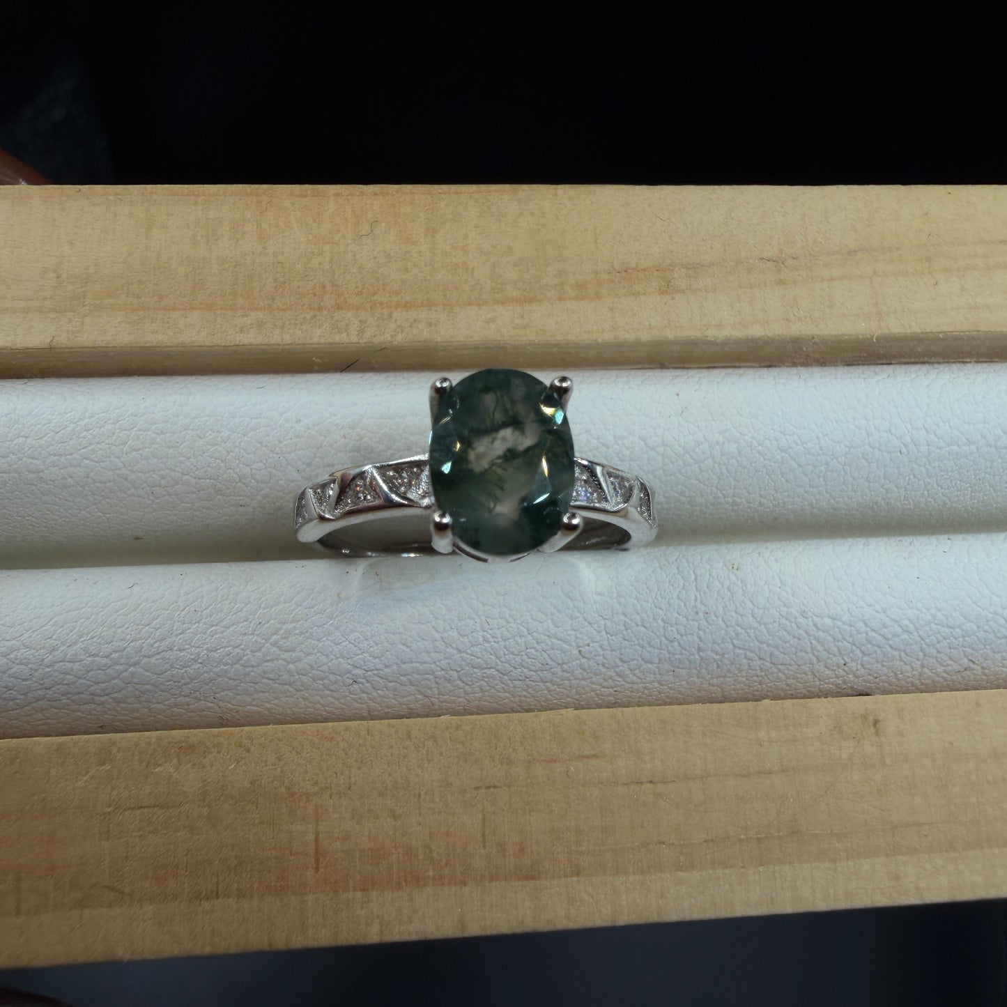 Moss Agate S925 Adjustable Ring