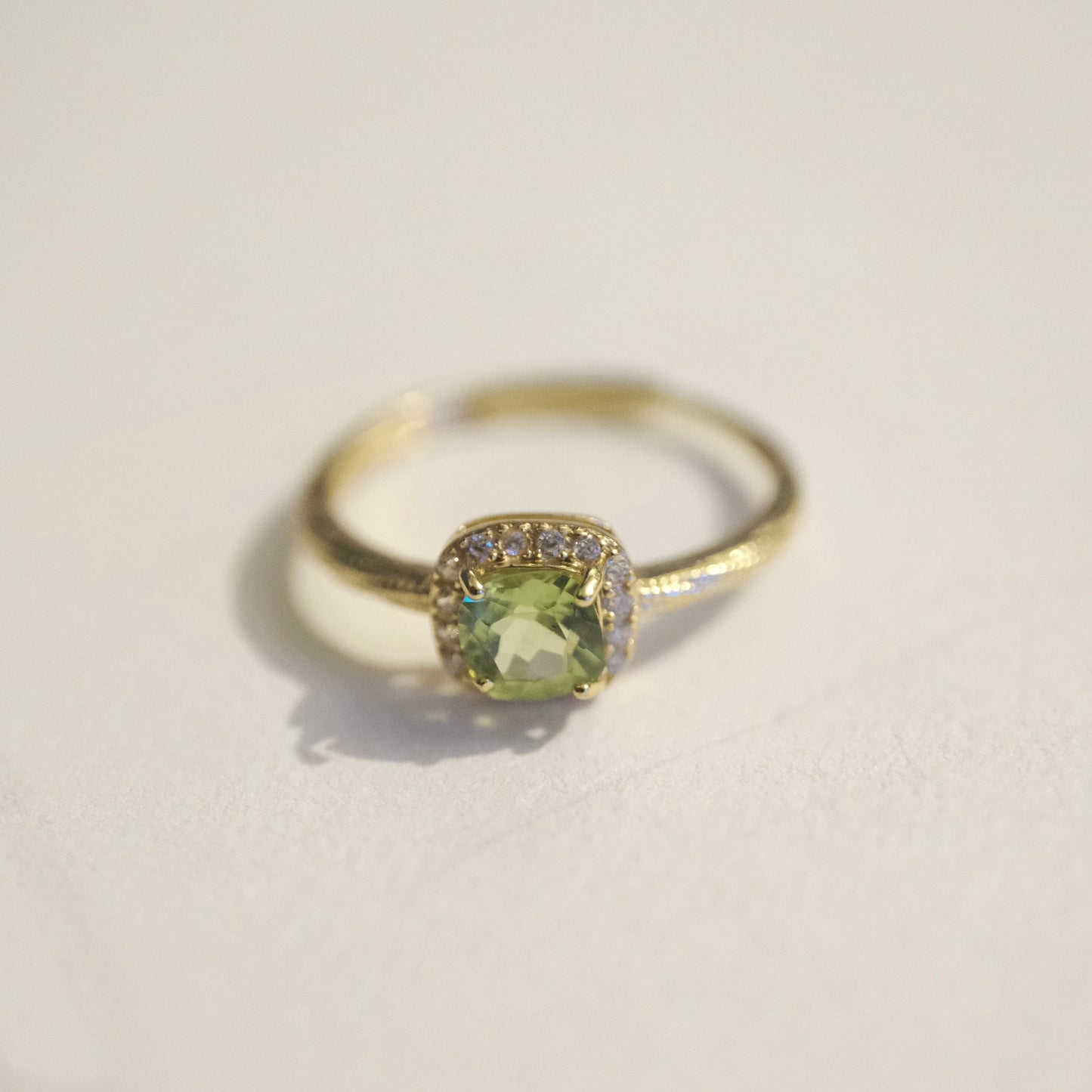 Peridot S925 Gold Adjustable Ring