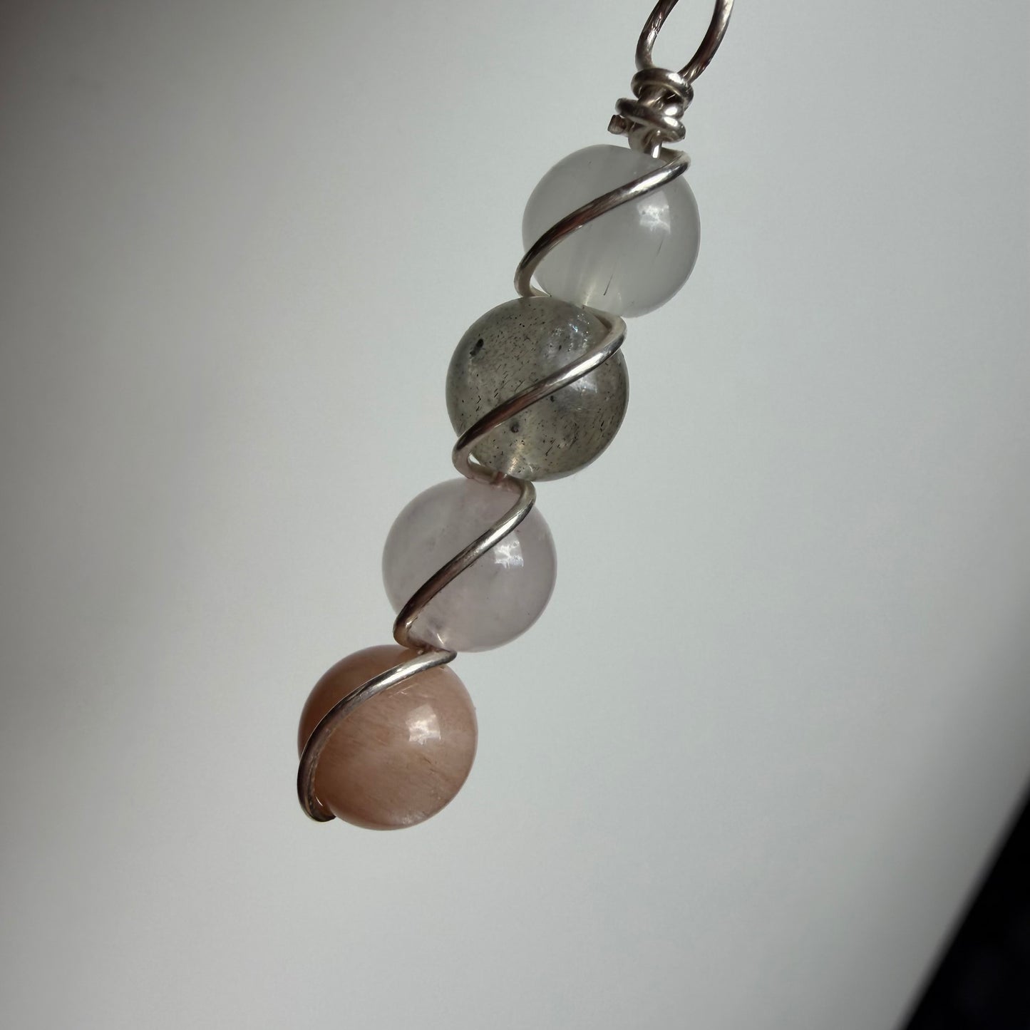 Divine Feminine Moonstone Labradorite Rose Quartz and Peach Moonstone Handmade Necklace