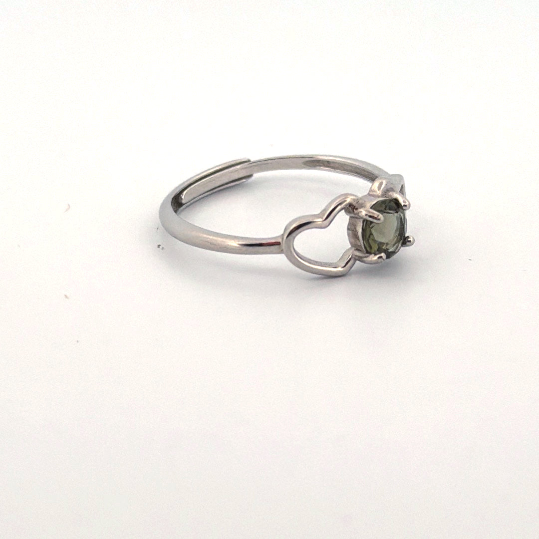 Moldavite S925 Adjustable Certified Ring