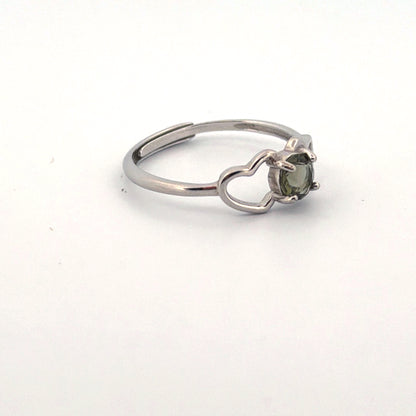 Moldavite S925 Adjustable Certified Ring