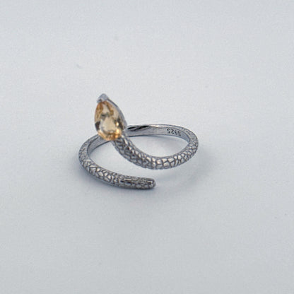 Citrine Snake S925 Adjustable Ring