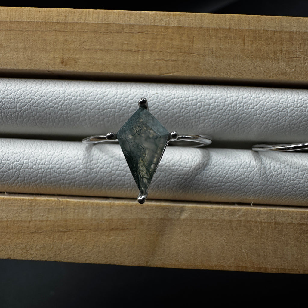 Moss Agate S925 Adjustable Ring