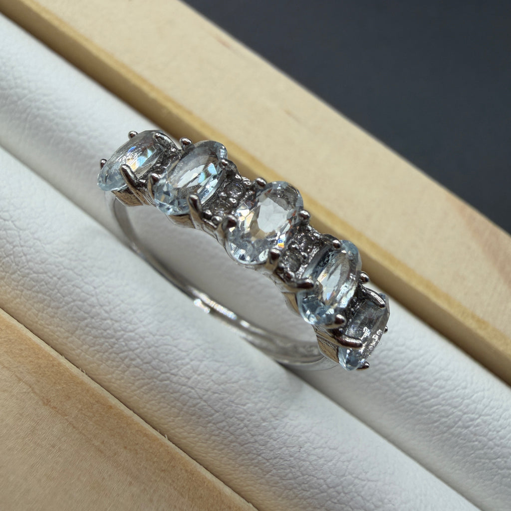 Aquamarine S925 Adjustable Ring