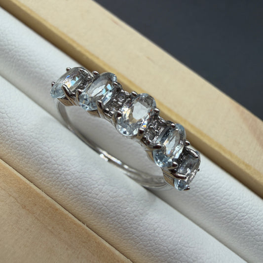 Aquamarine S925 Adjustable Ring