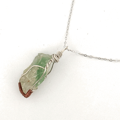 Green Lemurian Fluorite S925 Handmade Necklace