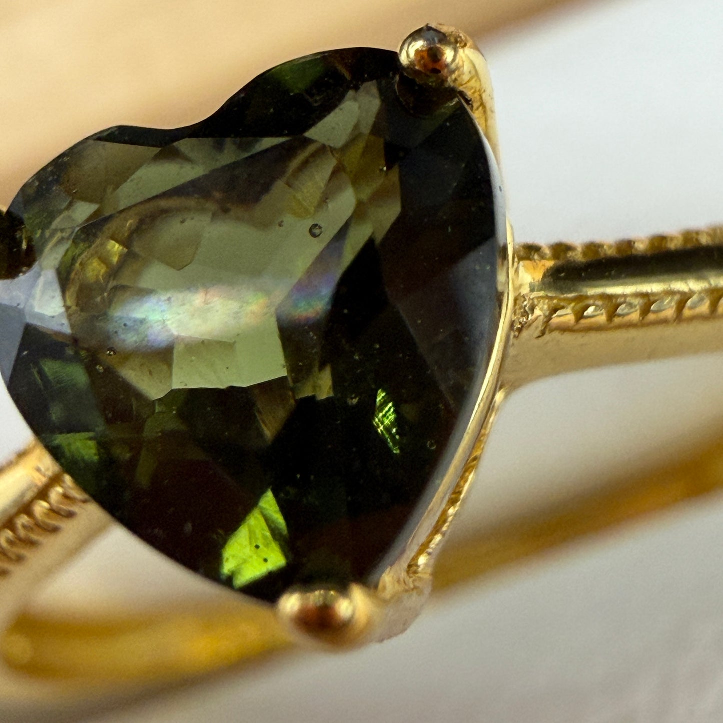 Moldavite S925 Adjustable Certified Gold Ring