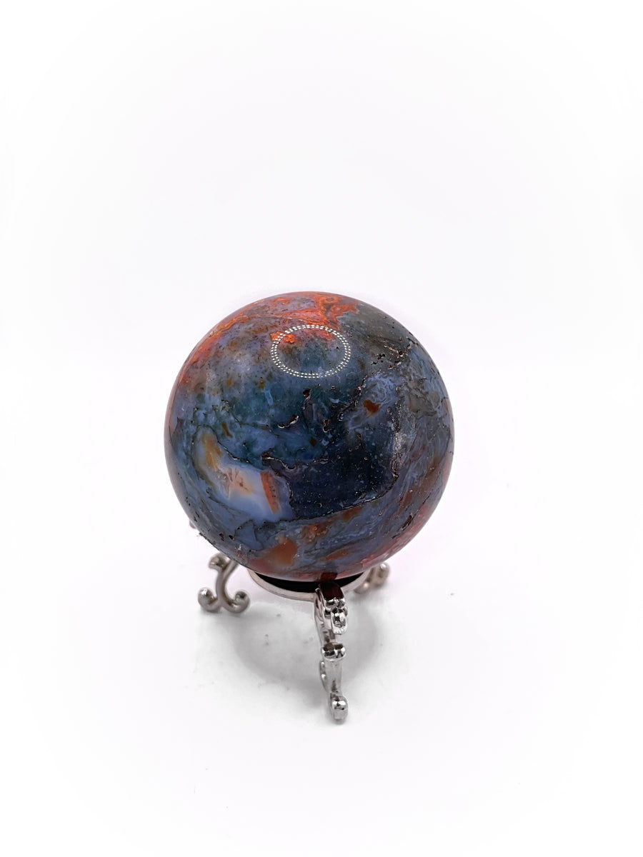 Carnelian Moss Agate Sphere