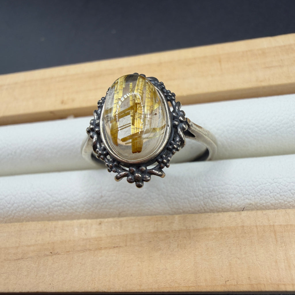 Golden Rutile S925 Adjustable Ring