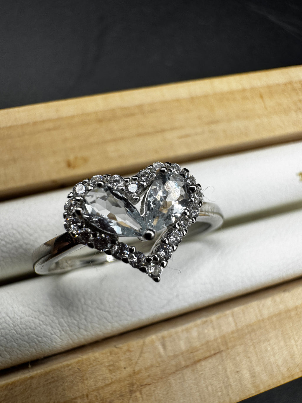 Aquamarine Heart Ring