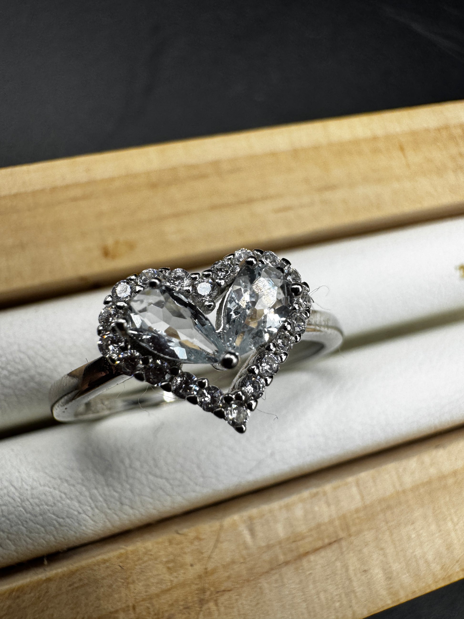 Aquamarine Heart Ring