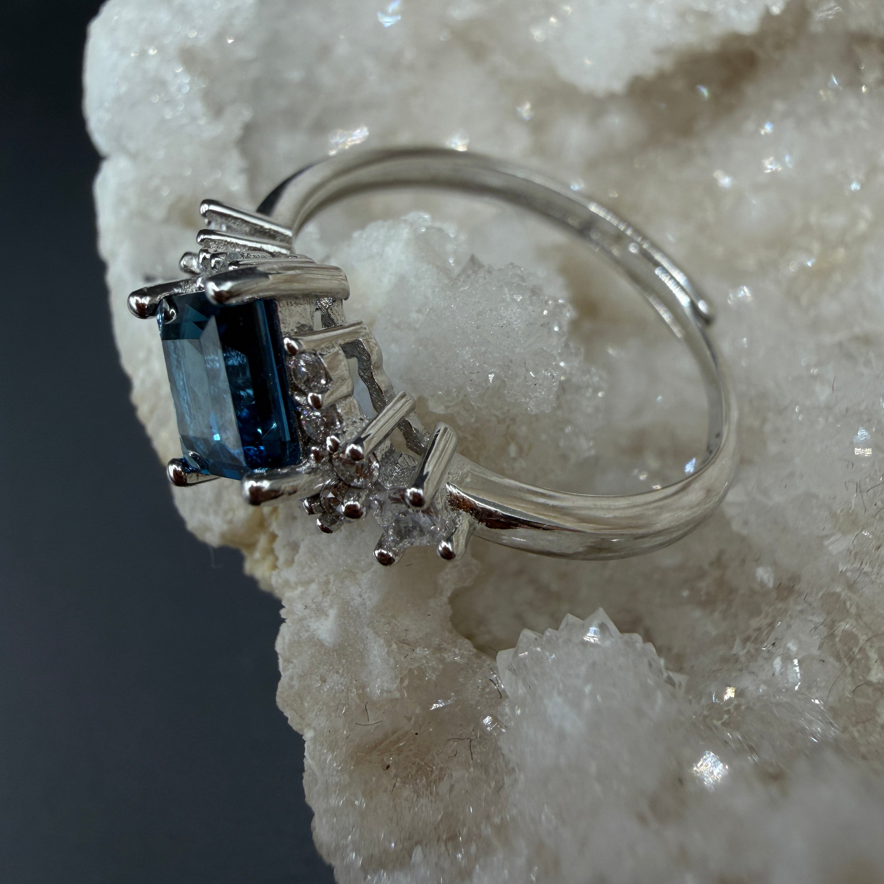 Blue Topaz S925 Certified Adjustable Ring
