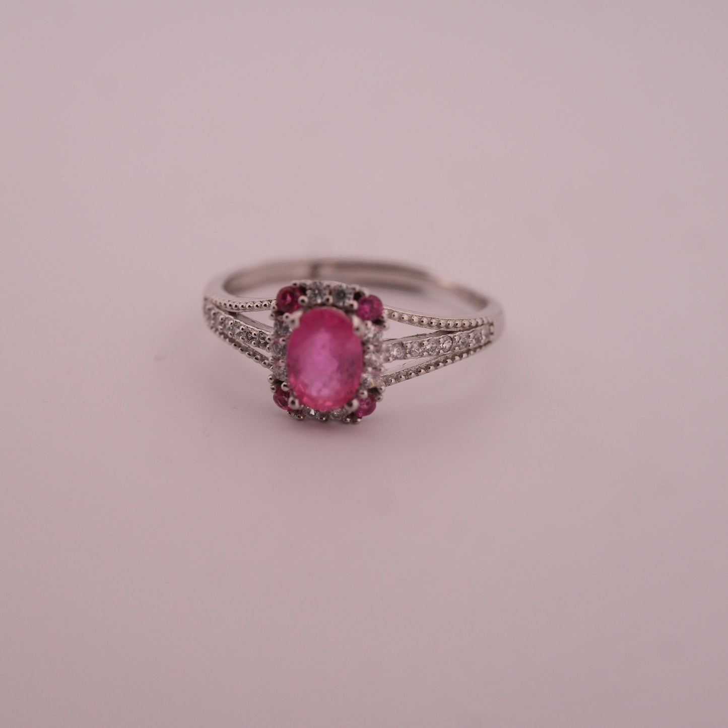 Pink Topaz S925 Adjustable Ring
