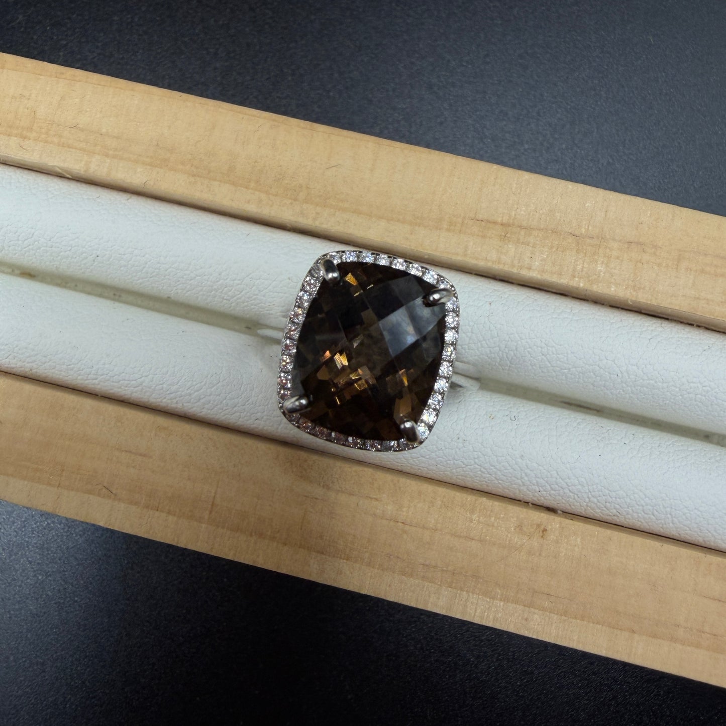 Smokey Quartz S925 Adjustable Ring