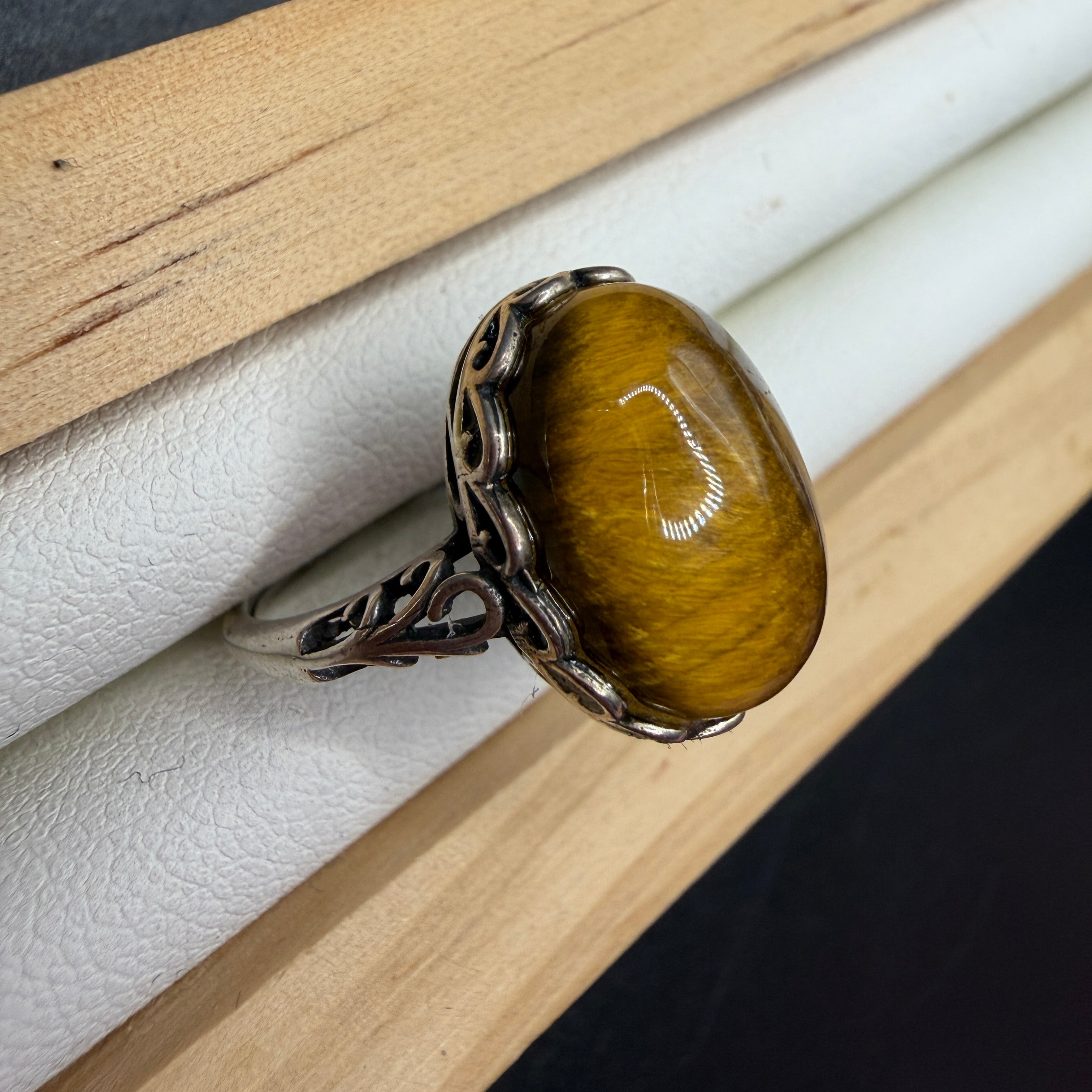 Tigers Eye S925 Adjustable Ring