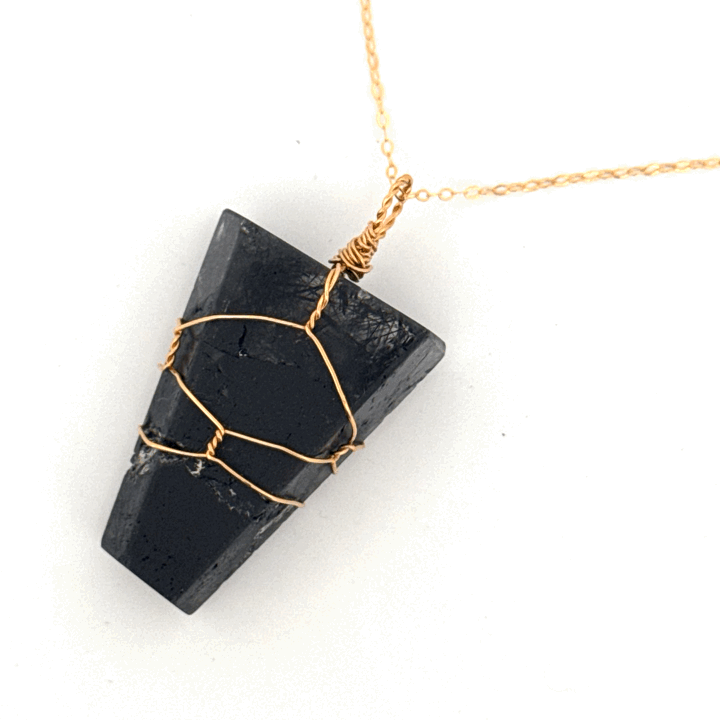 Black Tourmaline in Quartz Handmade Necklace