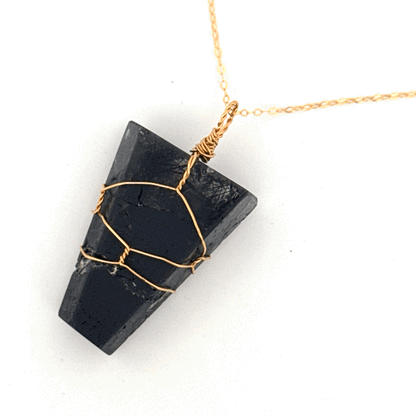 Black Tourmaline in Quartz Handmade Necklace