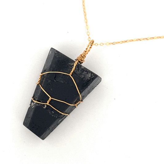 Black Tourmaline in Quartz Handmade Necklace
