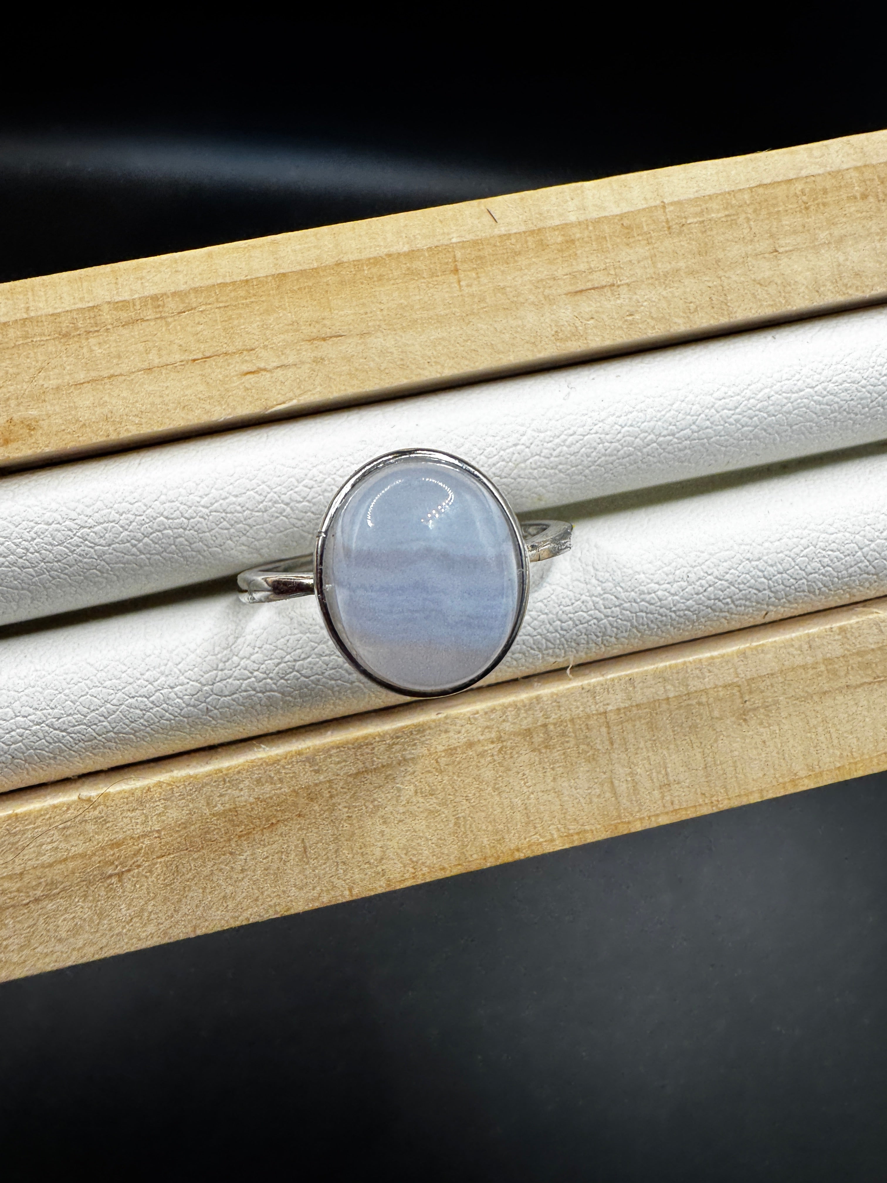 Blue Lace Agate S925 Adjustable Ring