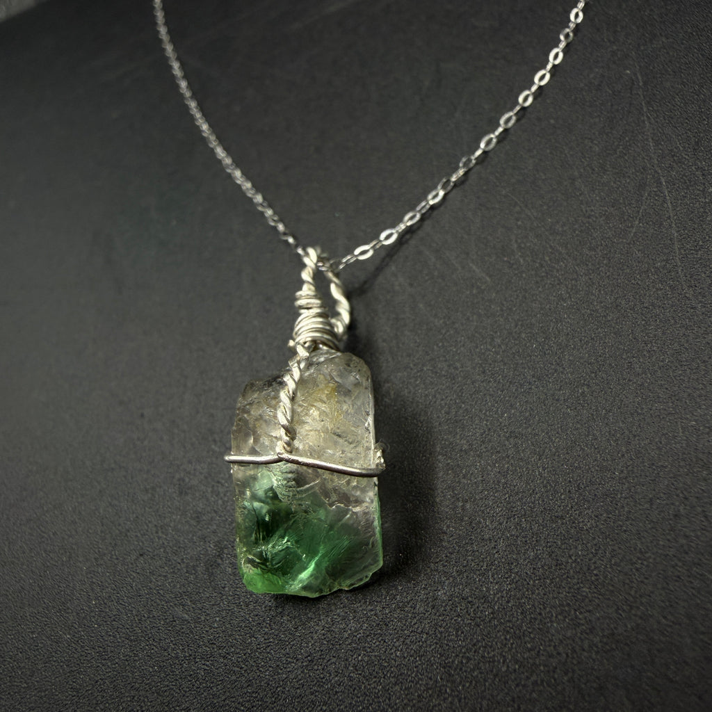 Green Lemurian Fluorite S925 Handmade Necklace
