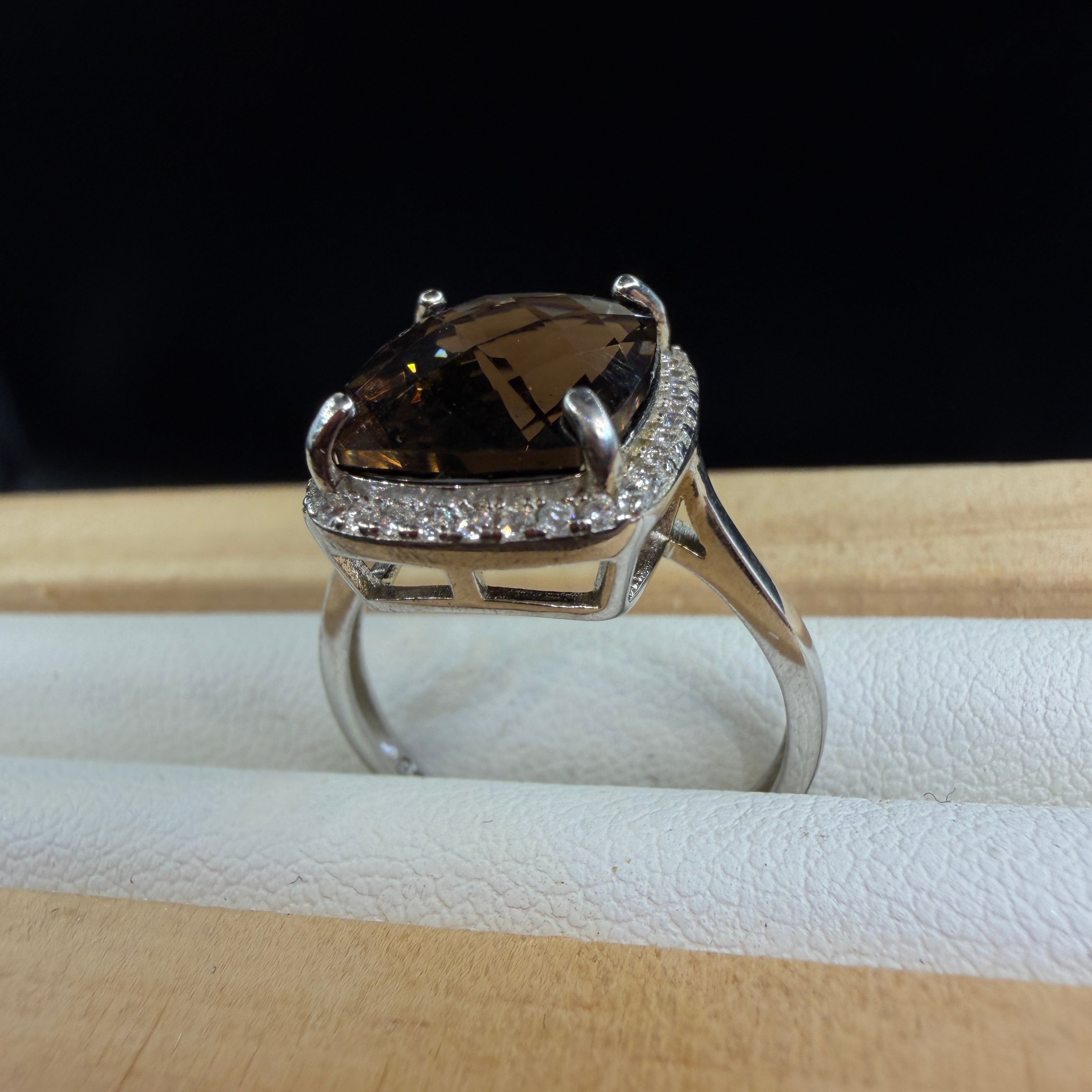 Smokey Quartz S925 Adjustable Ring