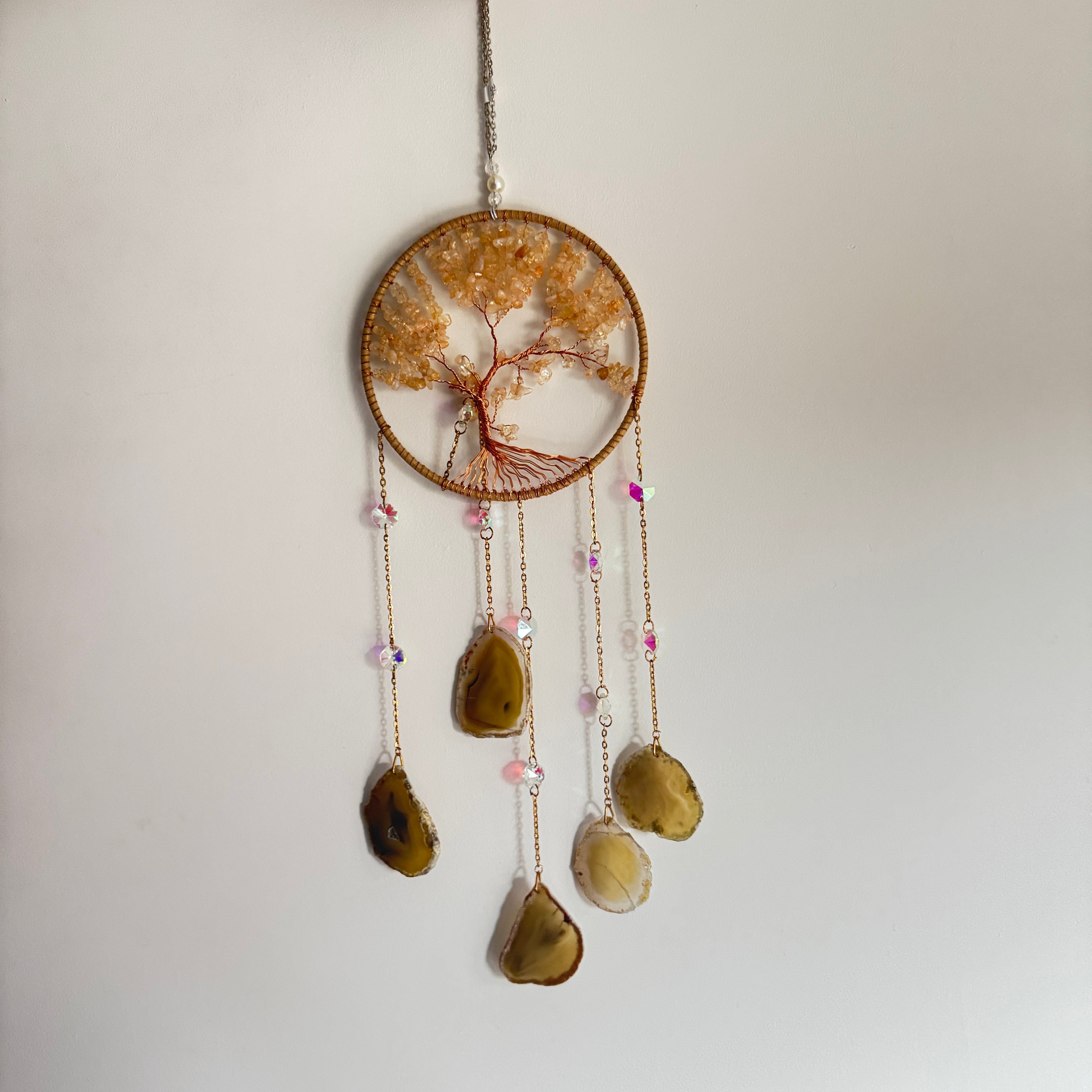 Citrine and Agate Slice Suncatcher