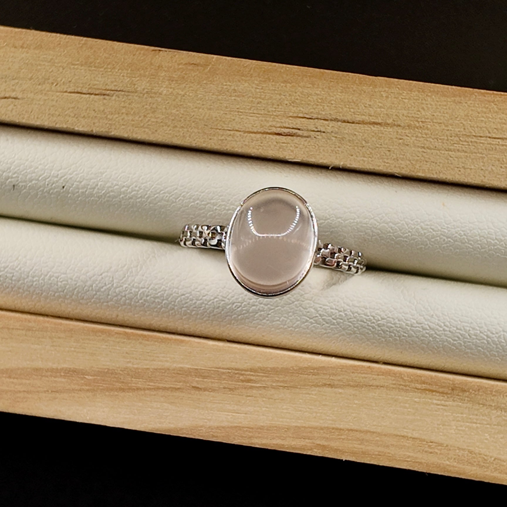 Rose Quartz S925 Adjustable Ring