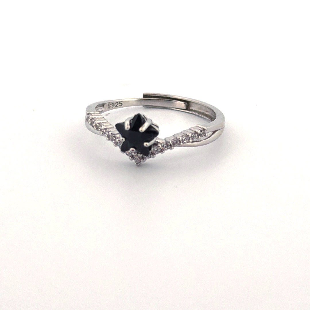 Black Spinel S925 Adjustable Ring
