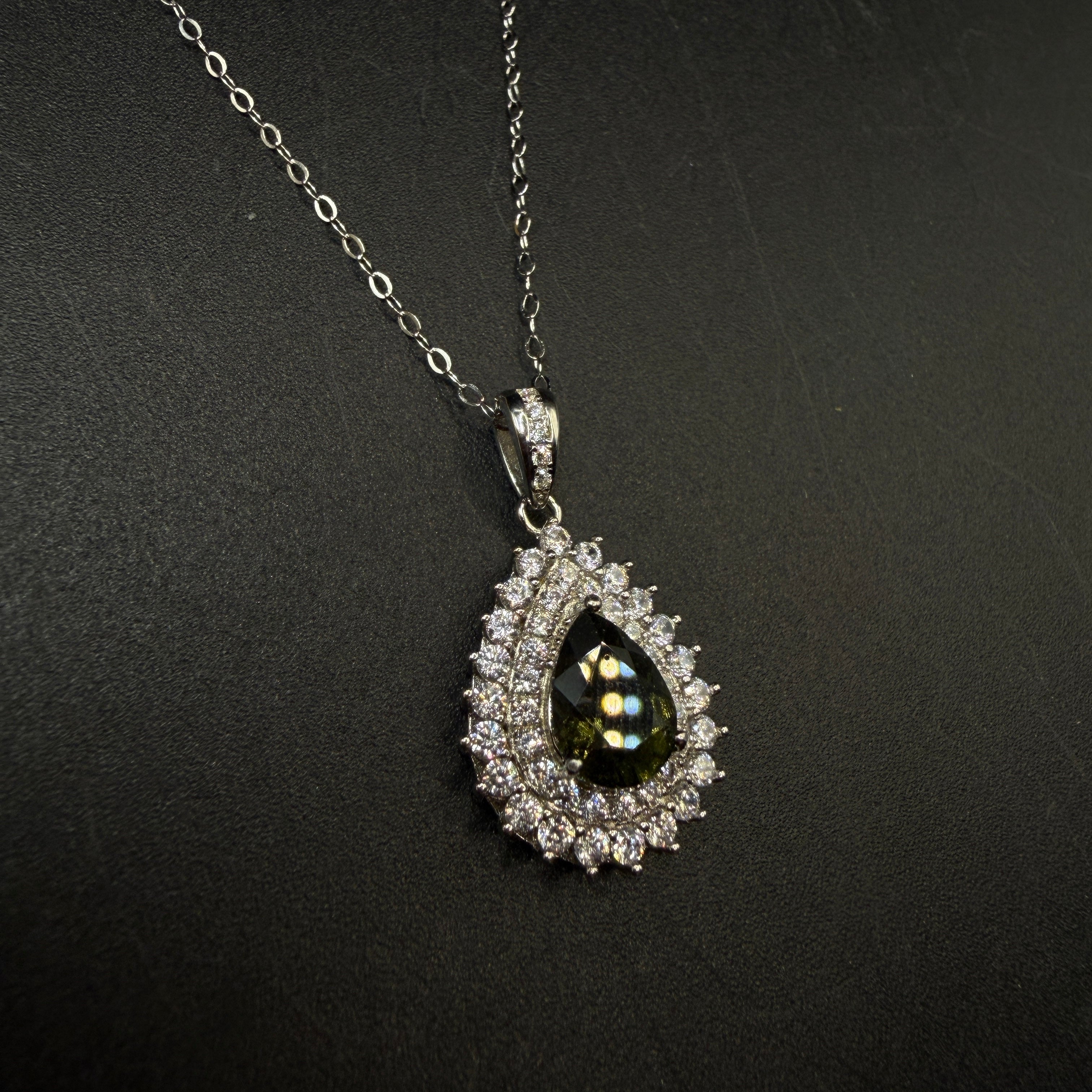 Moldavite Teardrop Certified S925 Necklace