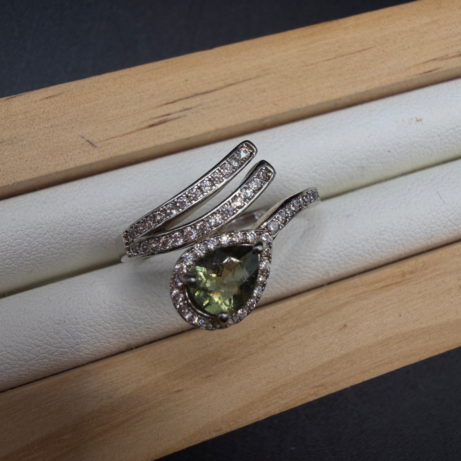 Moldavite S925 Adjustable Certified Ring