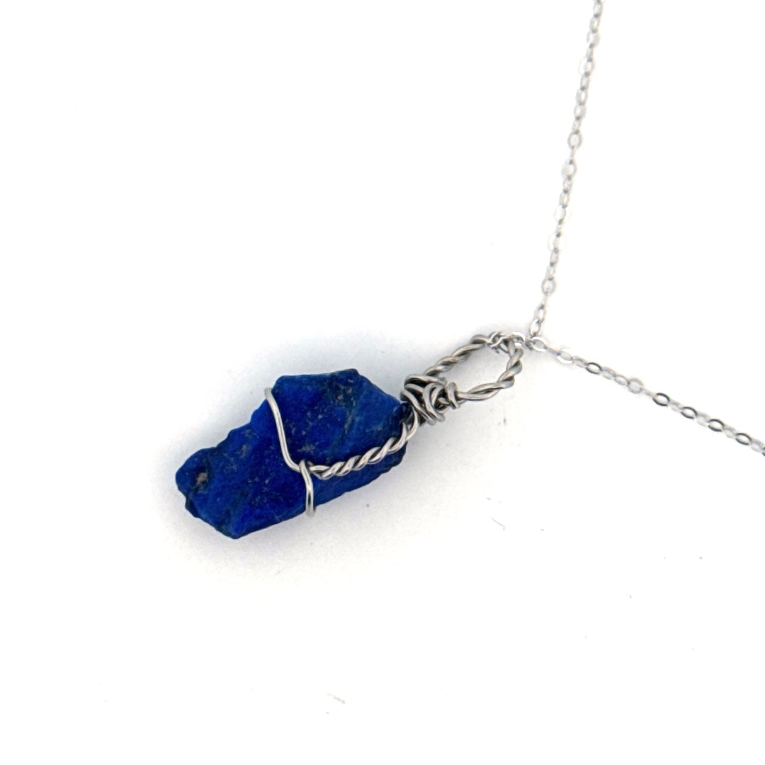 Raw Lapis Lazuli Handmade Necklace on S925 Chain