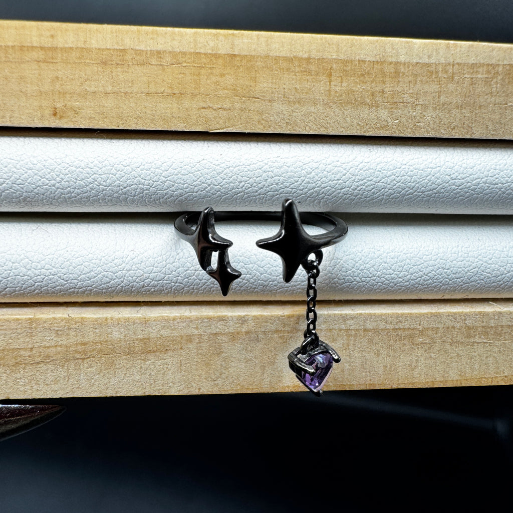 Amethyst Drop Star S925 Halloween Ring