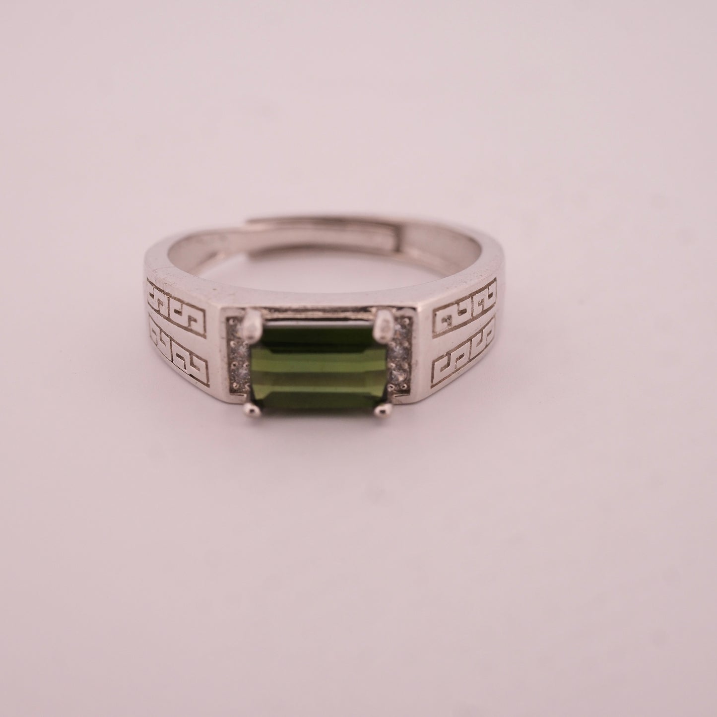 Green Tourmaline S925 Adjustable Ring