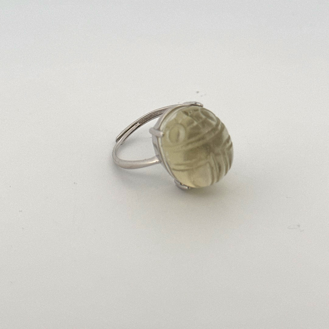 Large Libyan Desert Glass S925 Certified Adjustable Ring