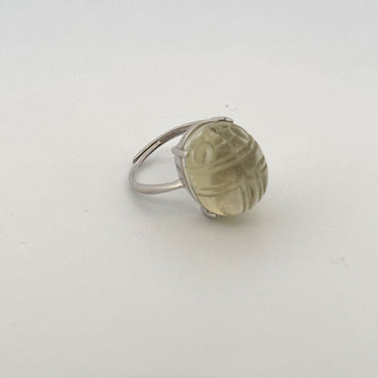 Large Libyan Desert Glass S925 Certified Adjustable Ring