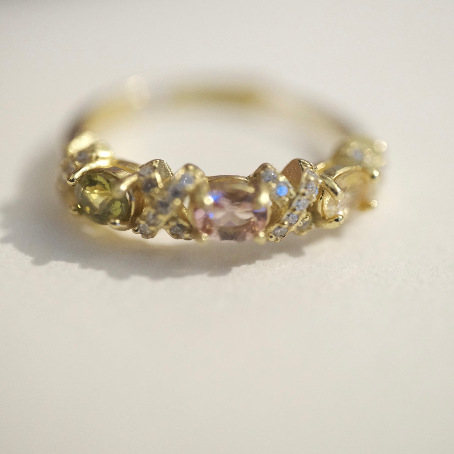Tourmaline S925 Gold Adjustable Ring