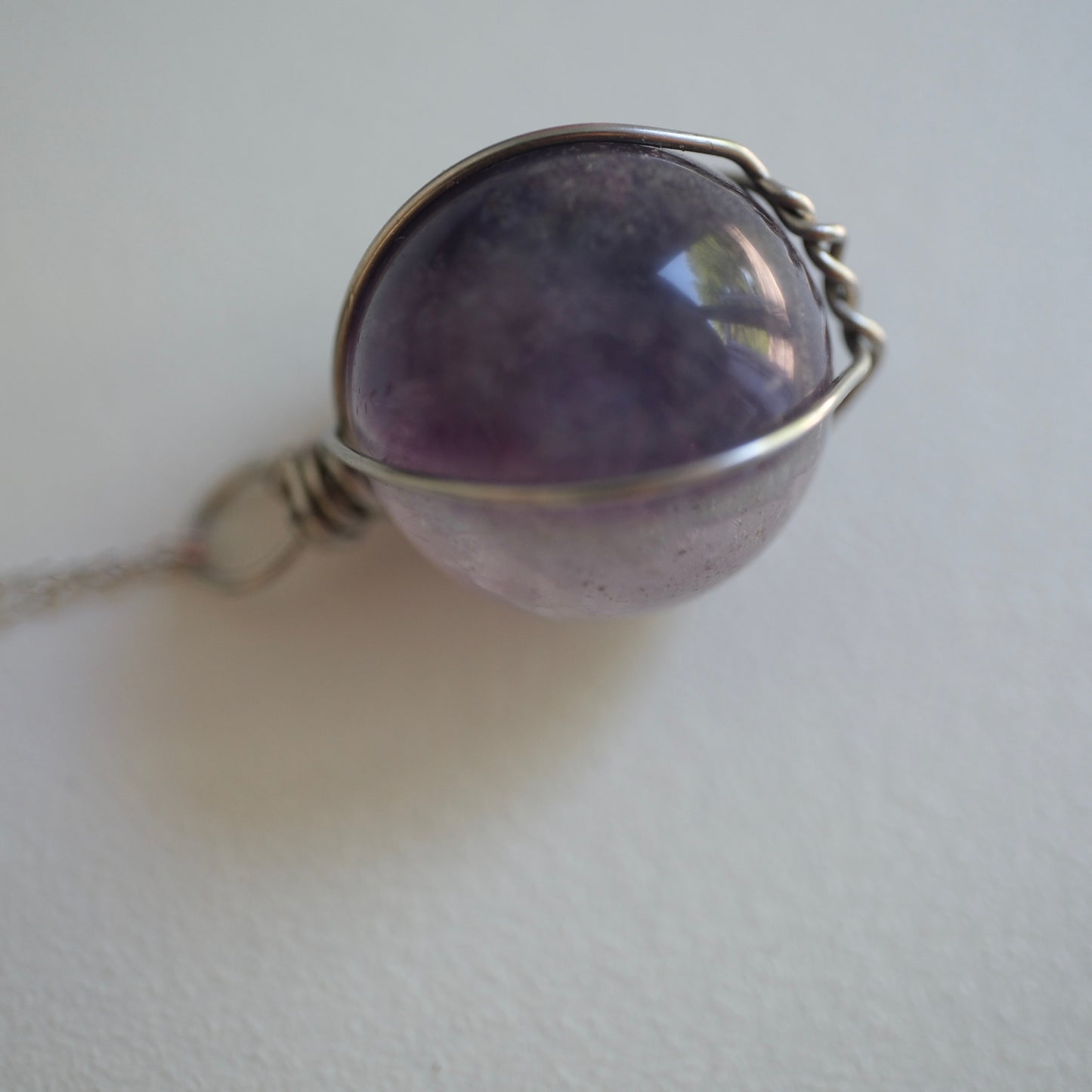 Fluorite Sphere Handmade Necklace on S925 Chain