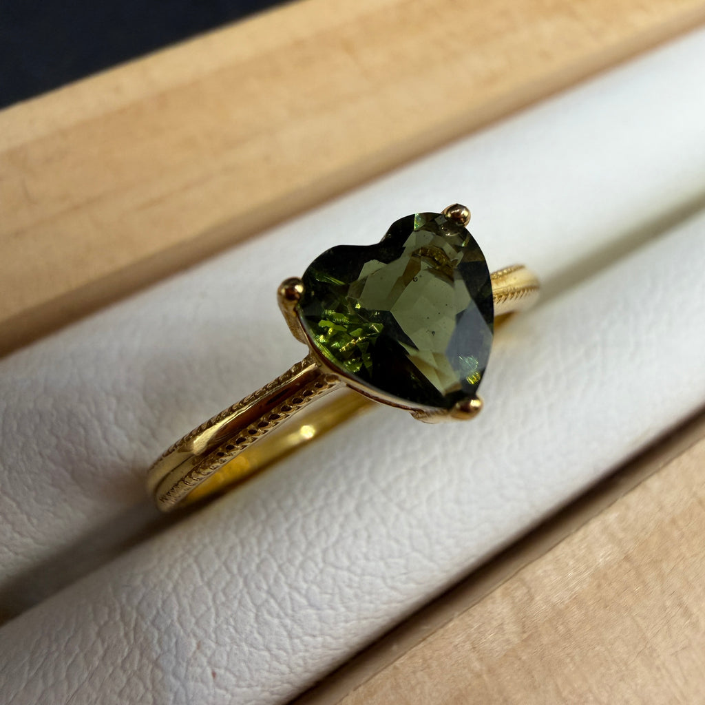 Moldavite S925 Adjustable Certified Gold Ring