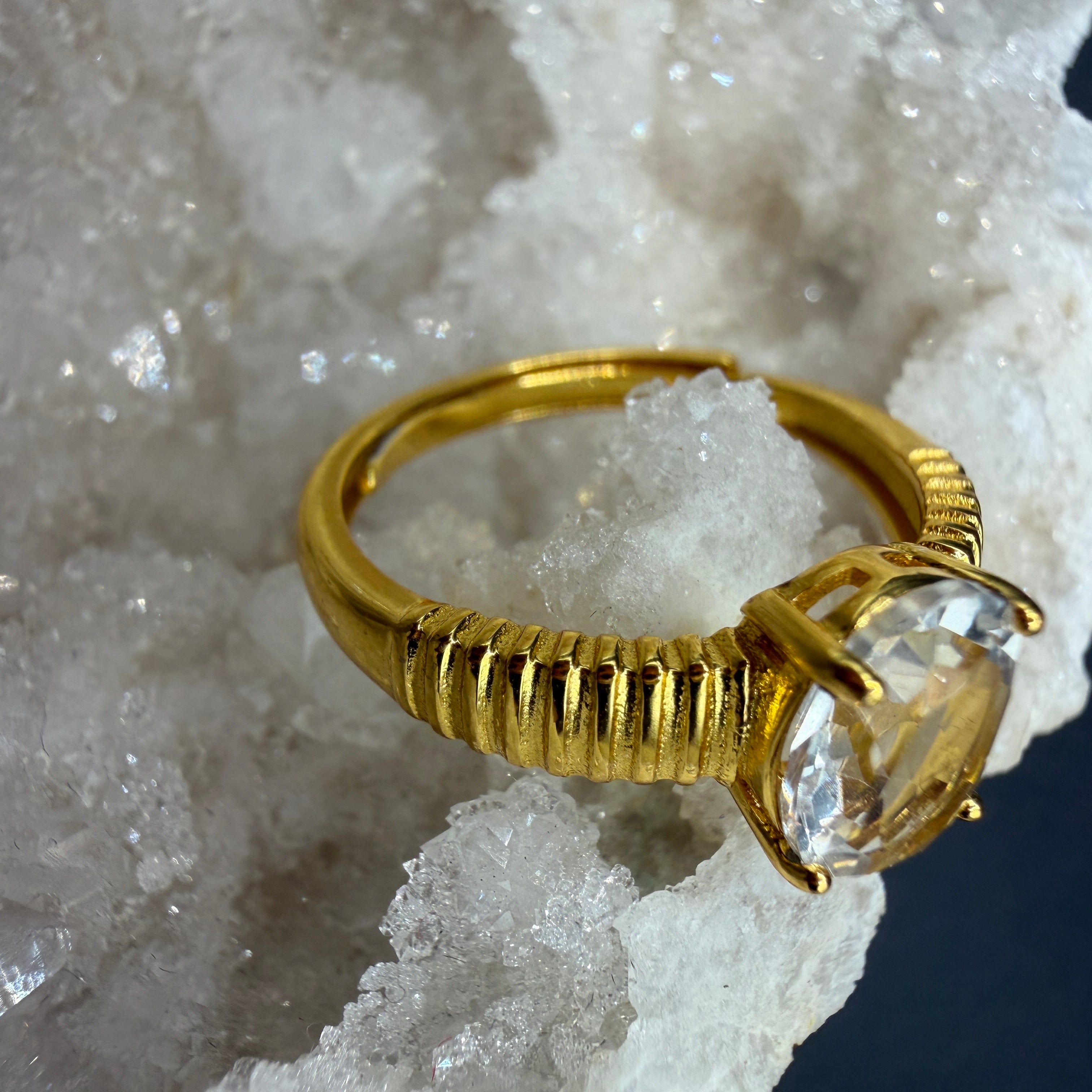Clear Quartz S925 Adjustable Ring
