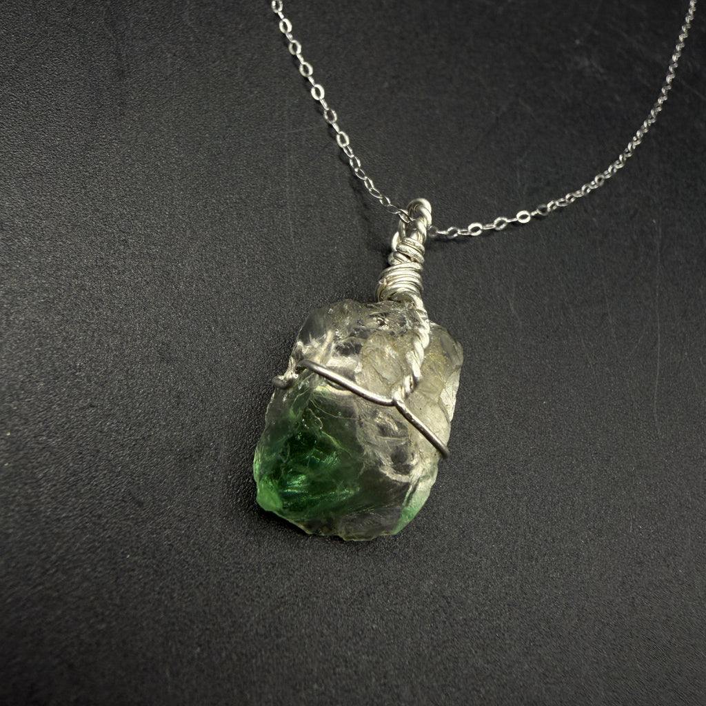 Green Lemurian Fluorite S925 Handmade Necklace
