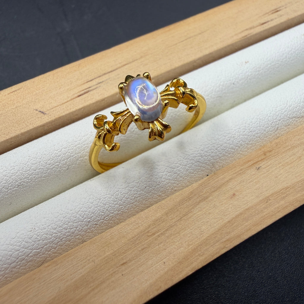 Moonstone S925 Adjustable Gold Played Ring