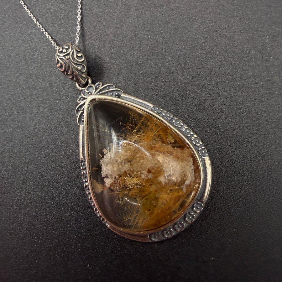 Garden Quartz and Rutile S925 Necklace