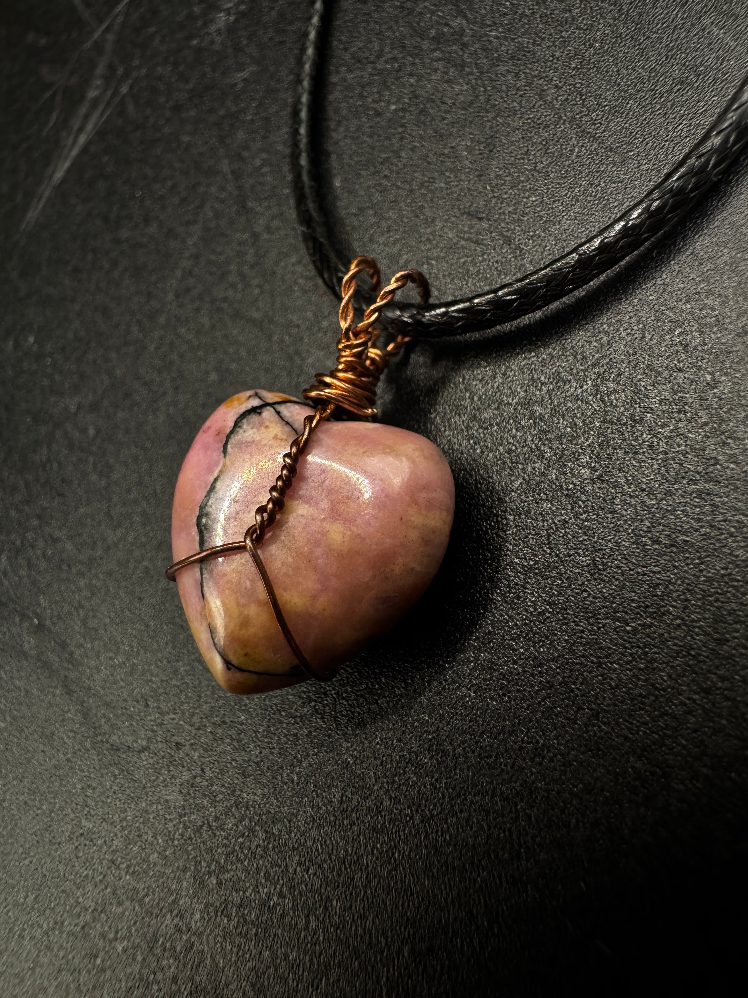 Handmade Rhodonite Heart Necklace