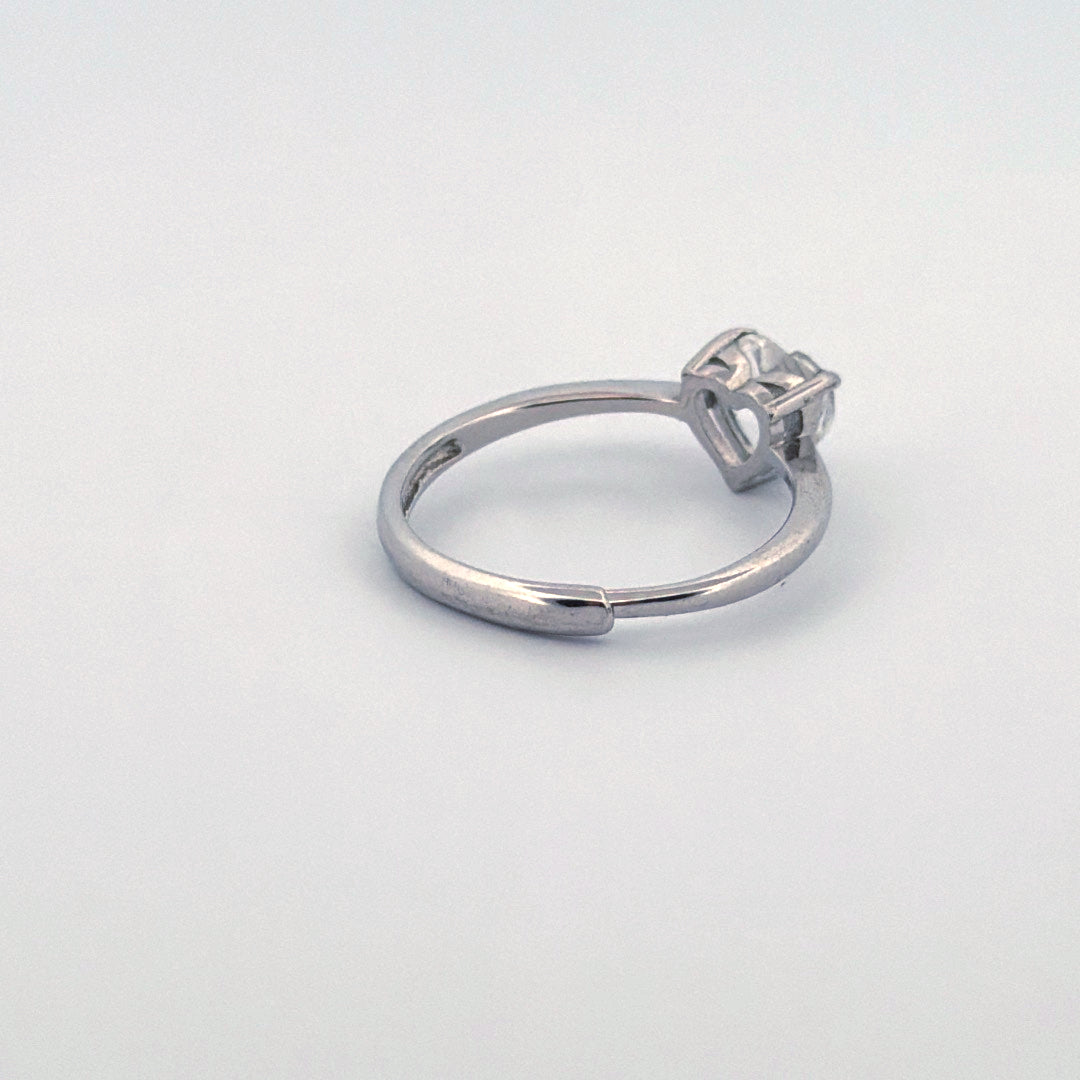 Clear Quartz HeartS925 Adjustable Ring